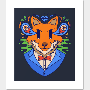 business fox illustration Posters and Art